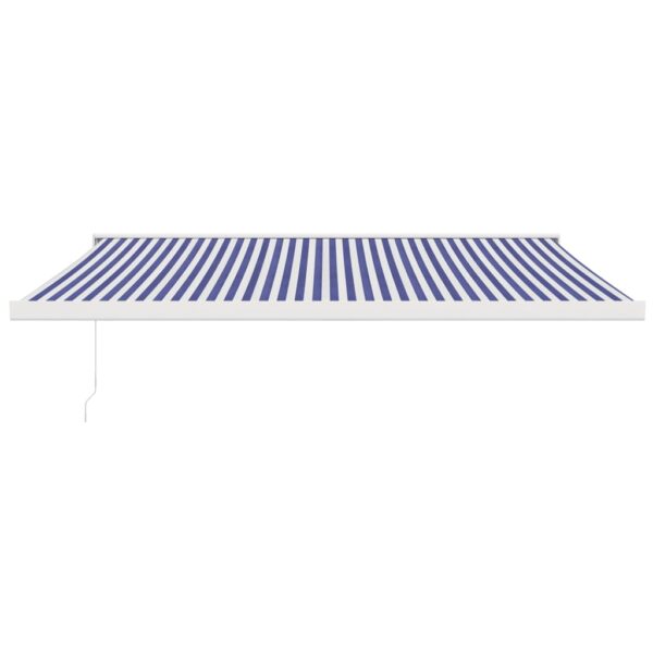 Zložljiva tenda modra in bela 4x3 m blago in aluminij - Image 3