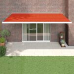 Zložljiva tenda oranžna in rjava 5x3 m blago in aluminij