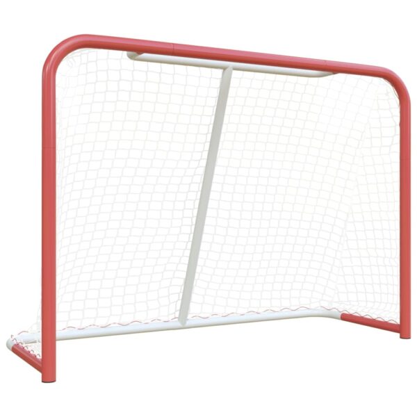 Gol za hokej z mrežo rdeč in bel 153x60x118 cm jeklo in PE - Image 2