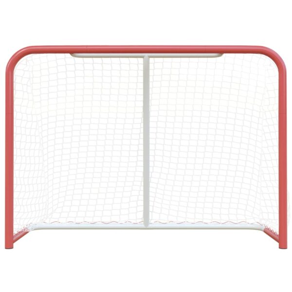Gol za hokej z mrežo rdeč in bel 153x60x118 cm jeklo in PE - Image 3