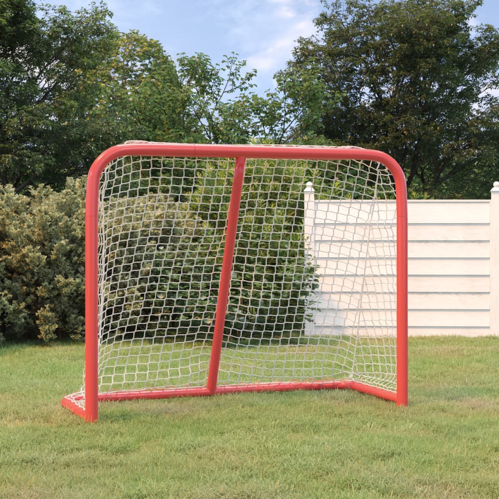Gol za hokej rdeč in bel 183x71x122 cm poliester