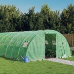Rastlinjak z jeklenim ogrodjem zelen 56 m² 14x4x2 m