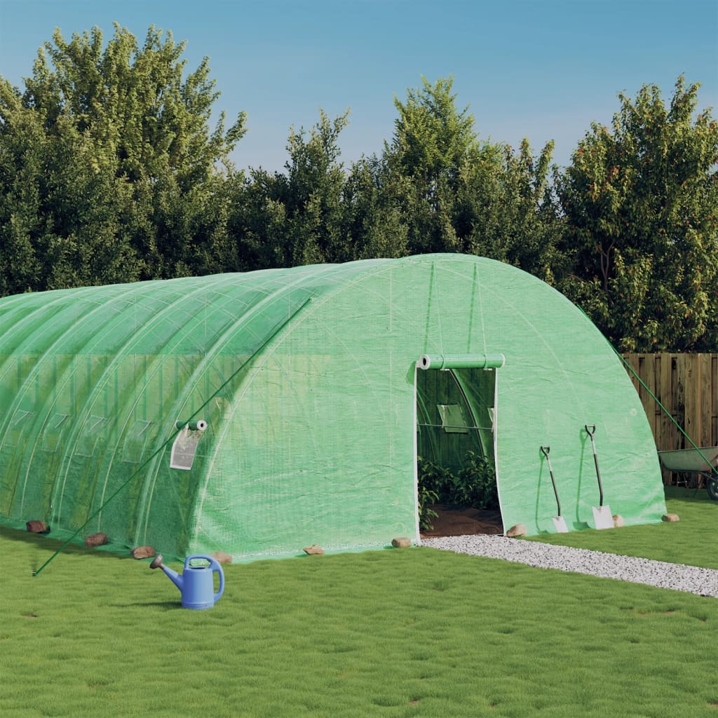 Rastlinjak z jeklenim ogrodjem zelen 48 m² 8x6x2,85 m
