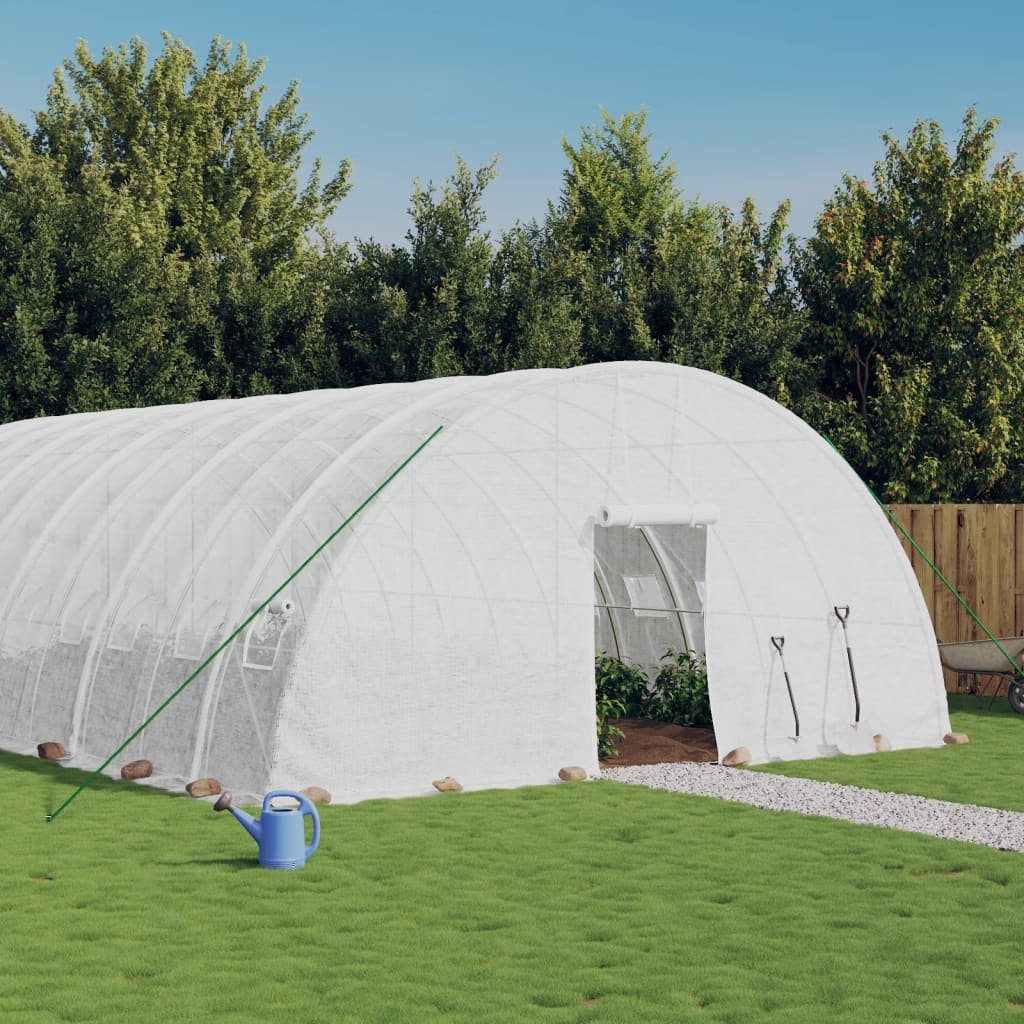 Rastlinjak z jeklenim okvirjem bel 144 m² 24x6x2,85 m
