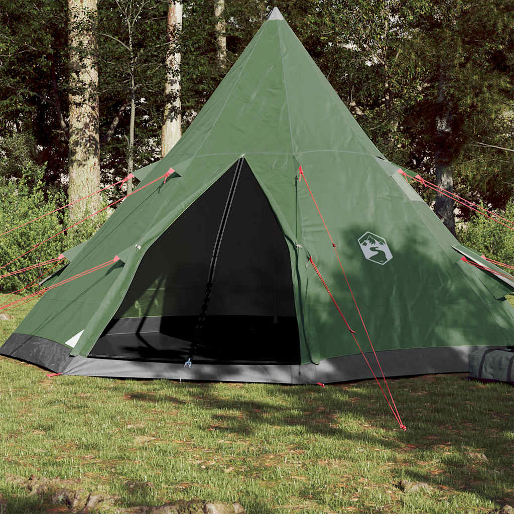 Šotor za kampiranje tipi za 4 osebe zelen vodoodporen