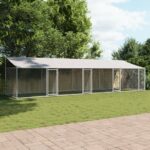 Pasji boks s streho in vrati siv 8x2x2 m pocinkano jeklo - Image 3
