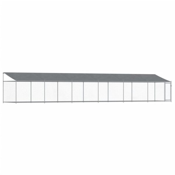 Pasji boks s streho in vrati siv 12x2x2m pocinkano jeklo - Image 2