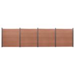 Komplet ograjnih panelov rjav 699x186 WPC