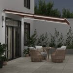 Avtomatsko zložljiva tenda z LED rjava 400x300 cm - Image 3