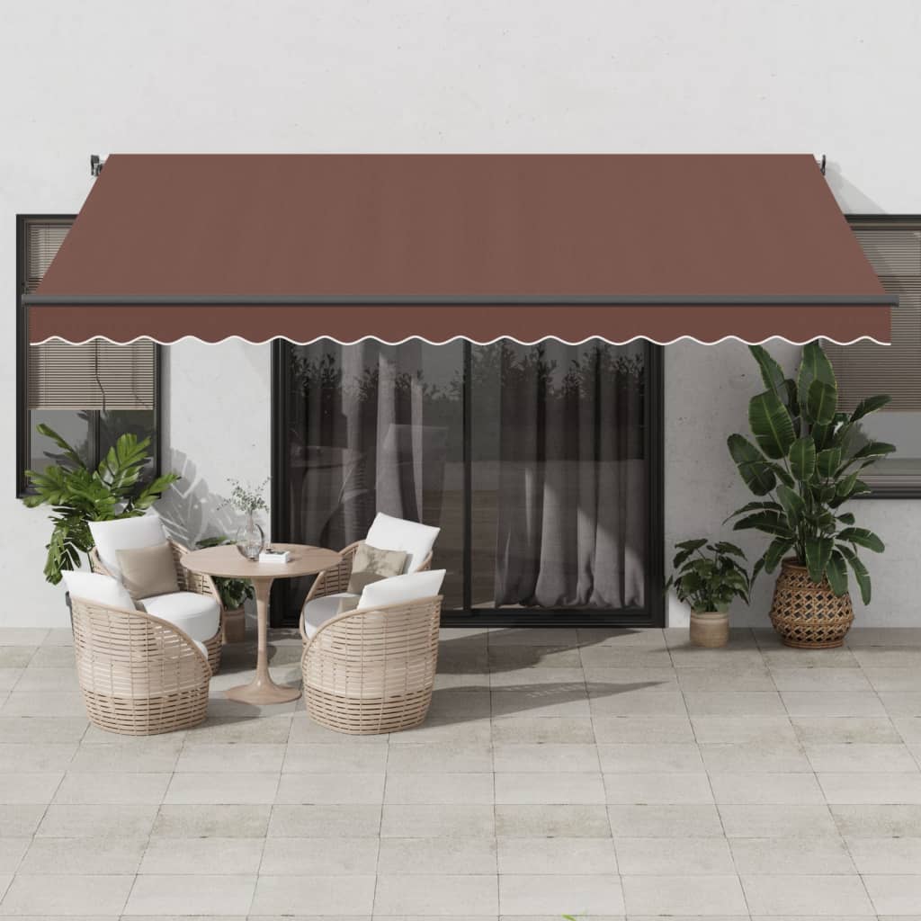 Avtomatsko zložljiva tenda z LED rjava 450×350 cm