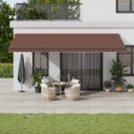 Ročno zložljiva tenda rjava 600x350 cm