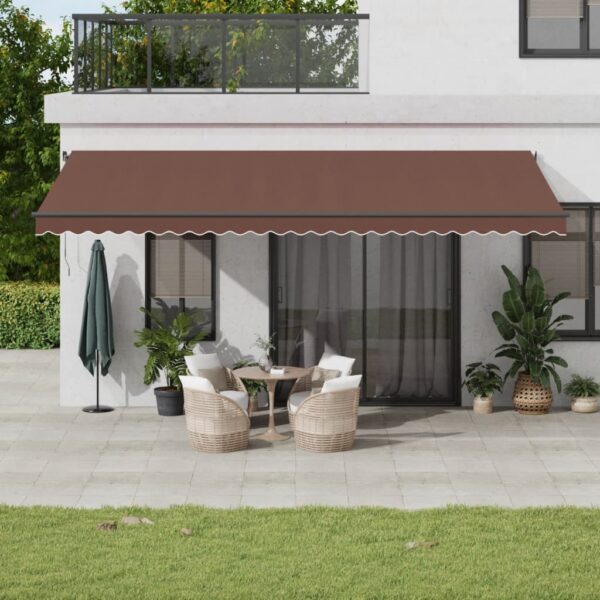 Ročno zložljiva tenda rjava 600x350 cm