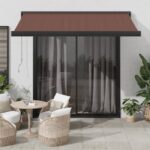 Ročno zložljiva tenda rjava 350x250 cm