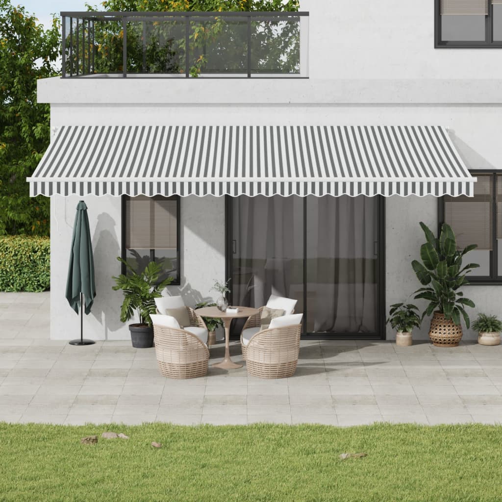Avtomatsko zložljiva tenda z LED antracit in bela 600×350 cm