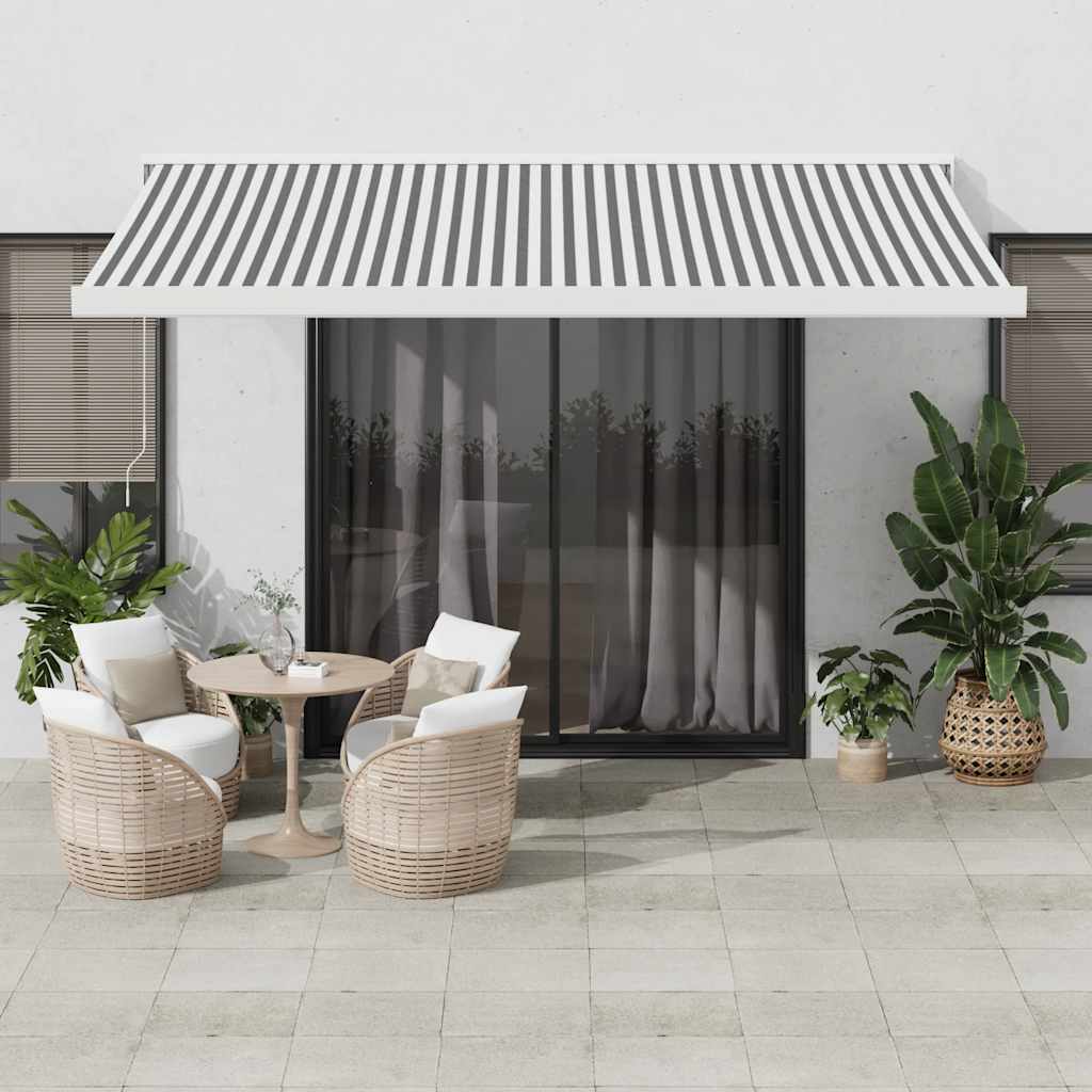 Zložljiva tenda antracit in bela 4×3 m blago in aluminij