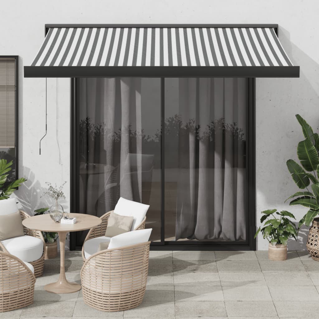 Zložljiva tenda antracit in bela 3,5×2,5 m tkanina in aluminij