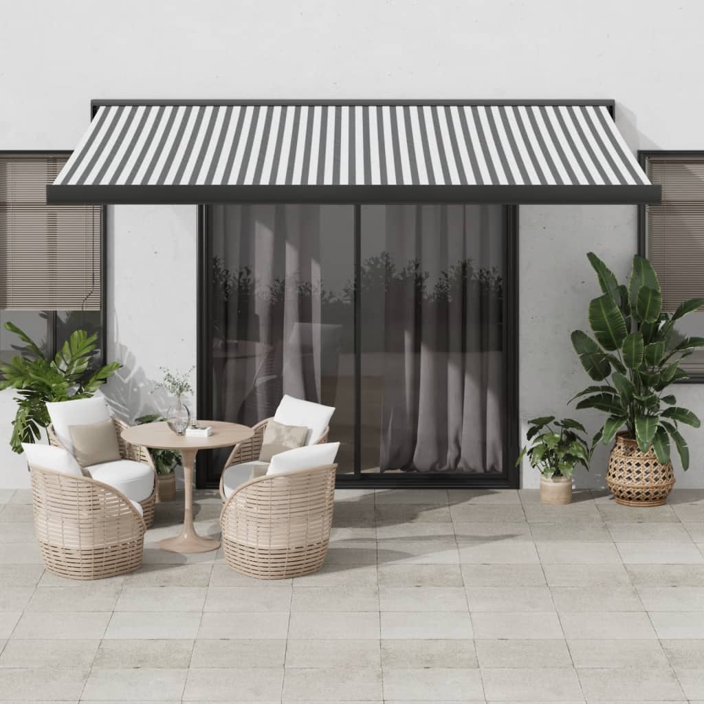Zložljiva tenda antracit in bela 4,5×3 m blago in aluminij