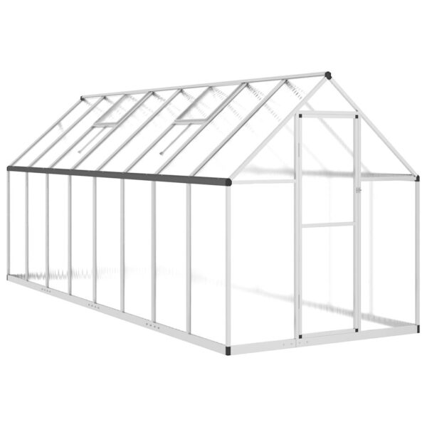 Rastlinjak z okvirjem srebrn 445x169x195 cm aluminij - Image 2