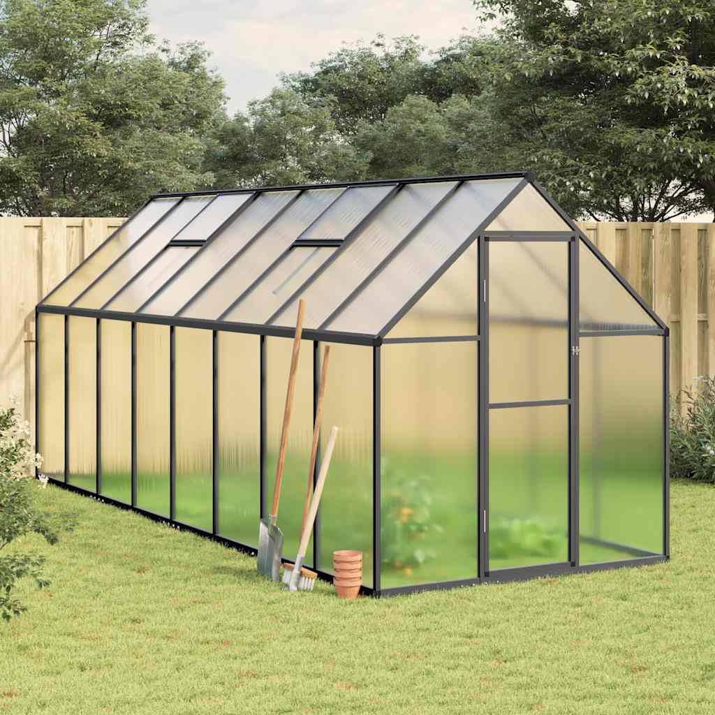 Rastlinjak z okvirjem antracit 445x169x195 cm aluminij