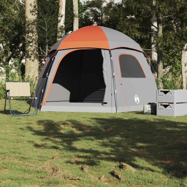 Družinski šotor Igloo za 6 oseb v sivi in oranžni barvi