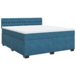 Box spring postelja z vzmetnico modra 180x200 cm žamet - Image 2