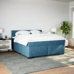 Box spring postelja z vzmetnico modra 180x200 cm žamet - Image 3