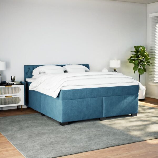 Box spring postelja z vzmetnico modra 180x200 cm žamet - Image 3