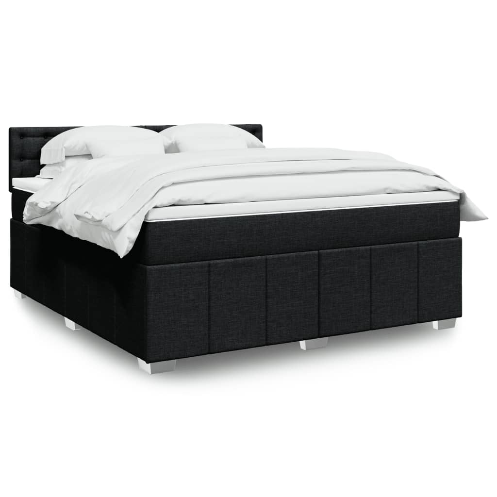 Box spring postelja z vzmetnico črna 180×200 cm blago