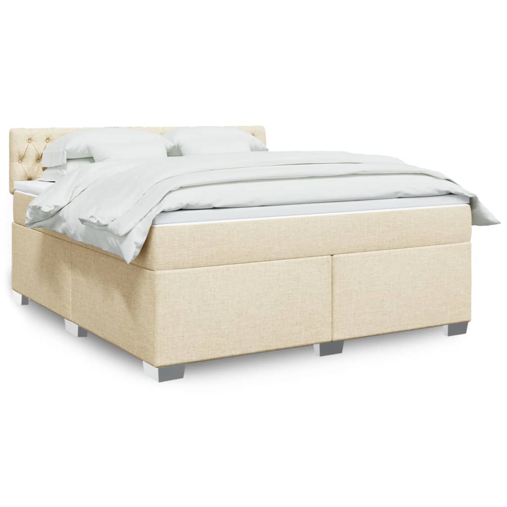 Box spring postelja z vzmetnico krem 180×200 cm blago