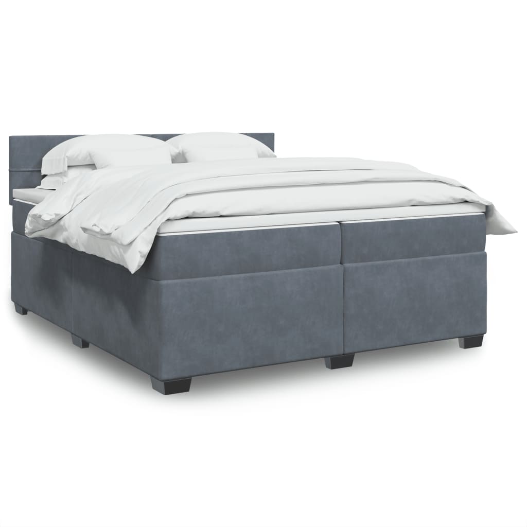 Box spring postelja z vzmetnico temno siva 200×200 cm žamet