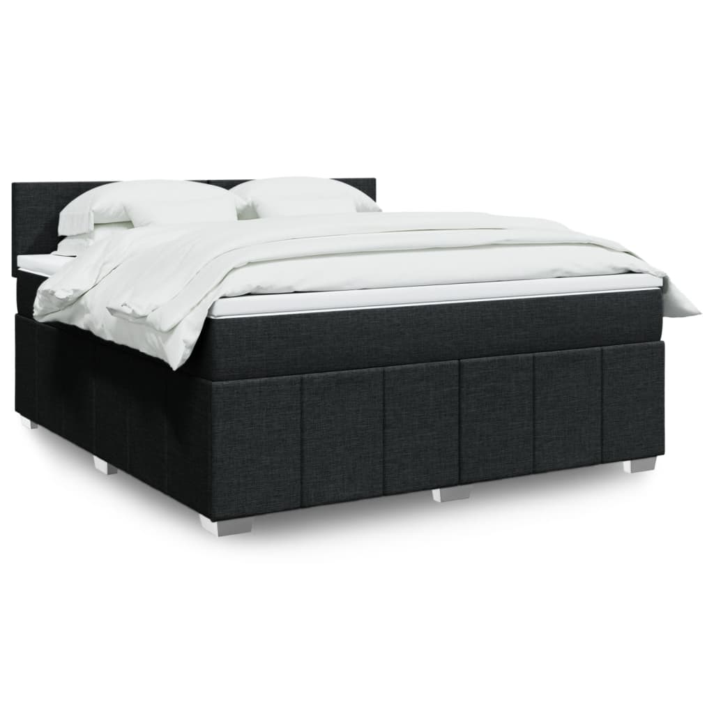 Box spring postelja z vzmetnico črna 180×200 cm blago