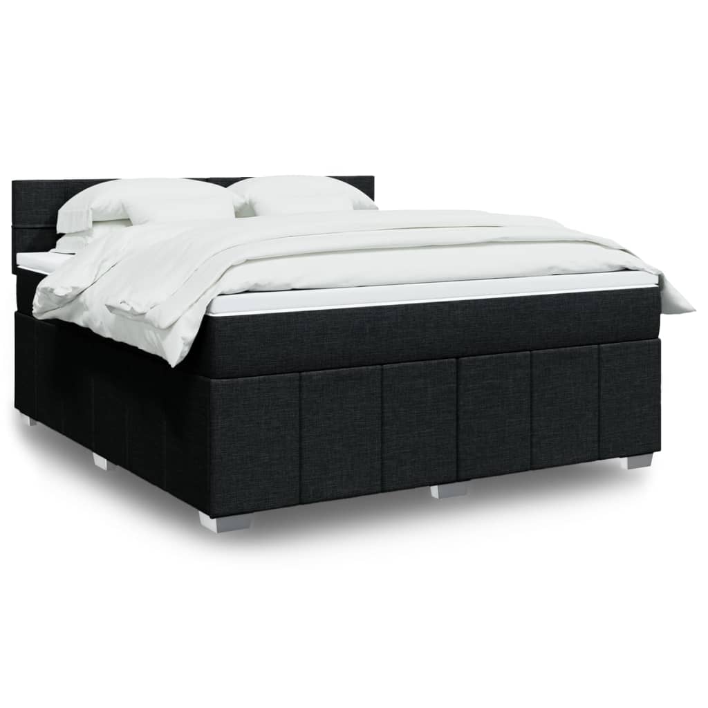 Box spring postelja z vzmetnico črna 180×200 cm blago