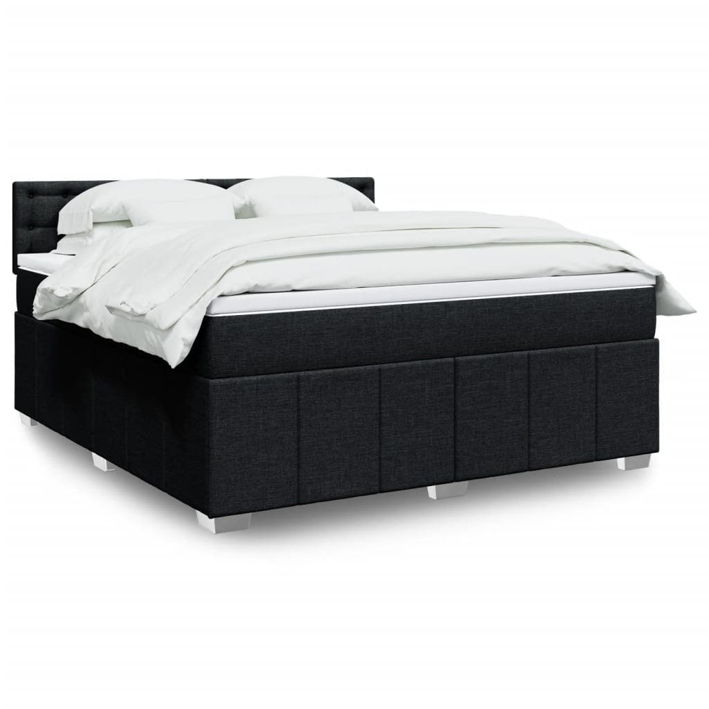 Box spring postelja z vzmetnico črna 180×200 cm blago