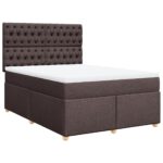 Box spring postelja z vzmetnico temno rjava 160x200 cm blago - Image 2