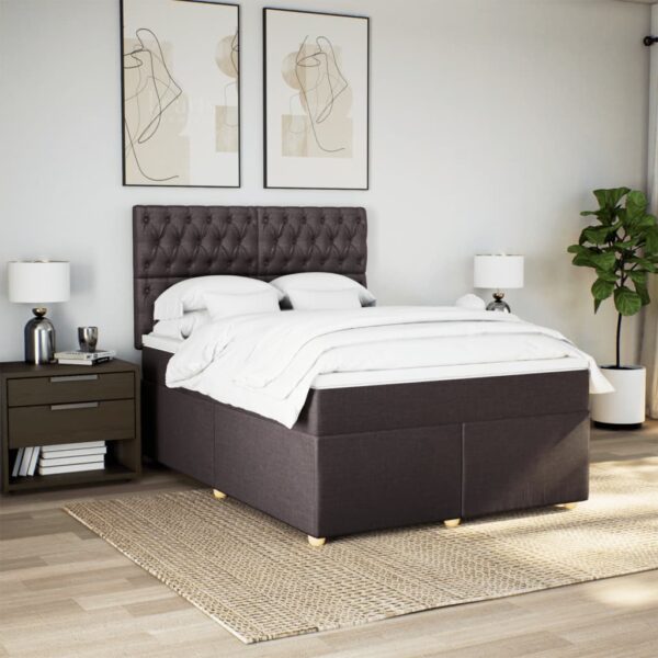 Box spring postelja z vzmetnico temno rjava 160x200 cm blago - Image 3