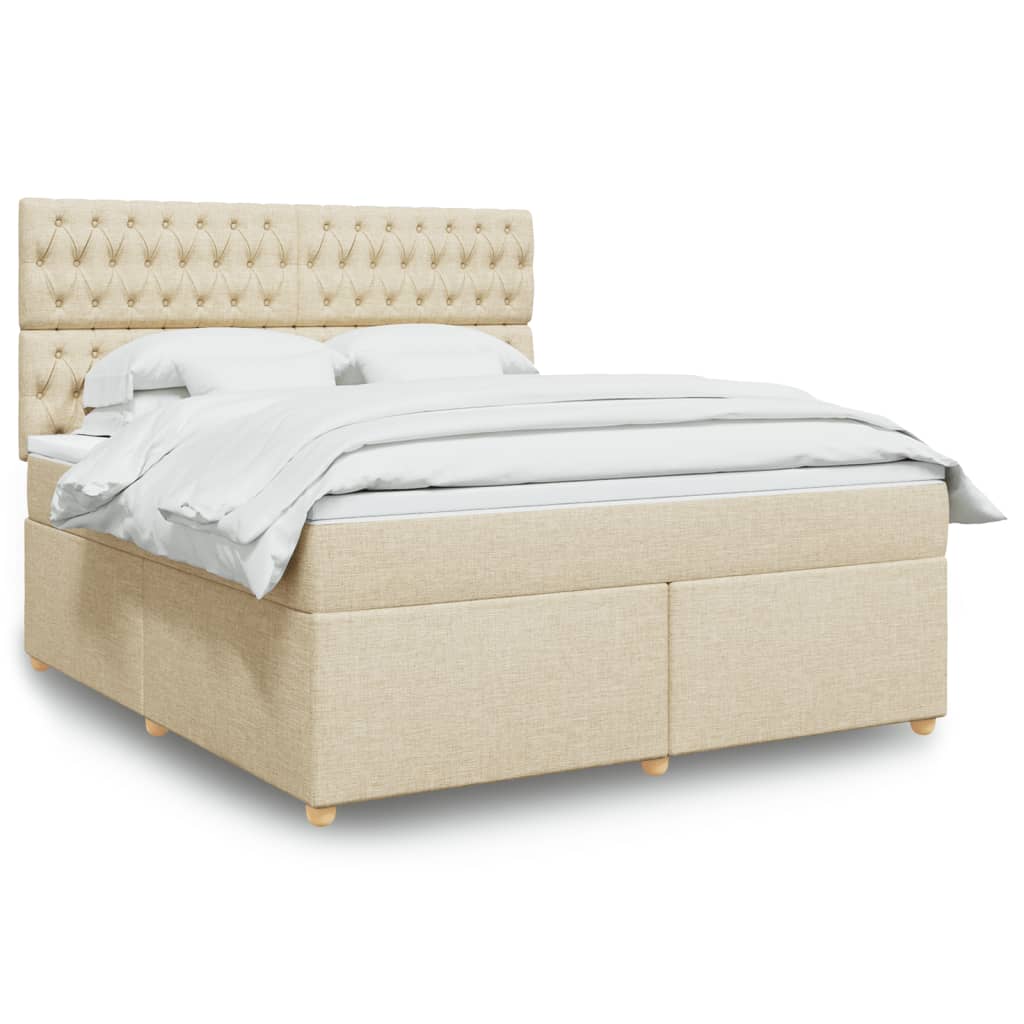 Box spring postelja z vzmetnico krem 180×200 cm blago