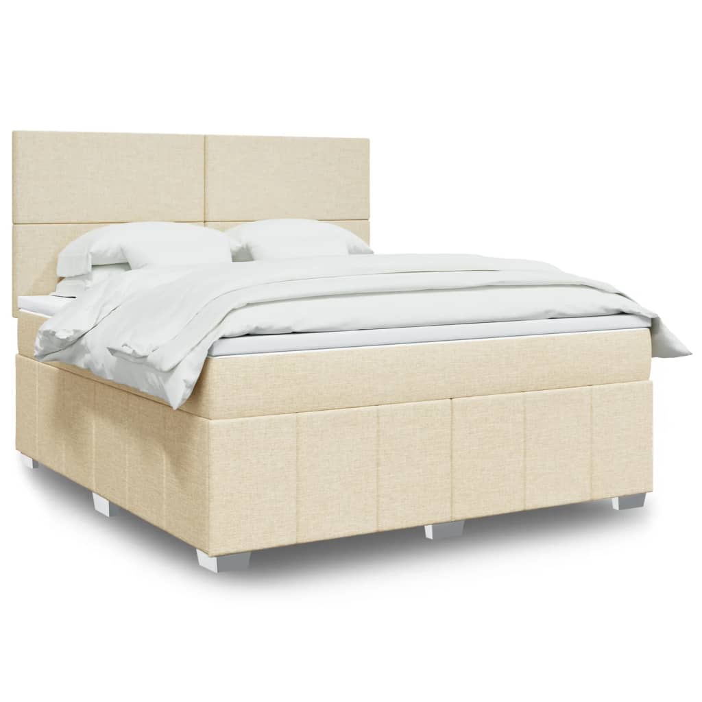 Box spring postelja z vzmetnico krem 180×200 cm blago