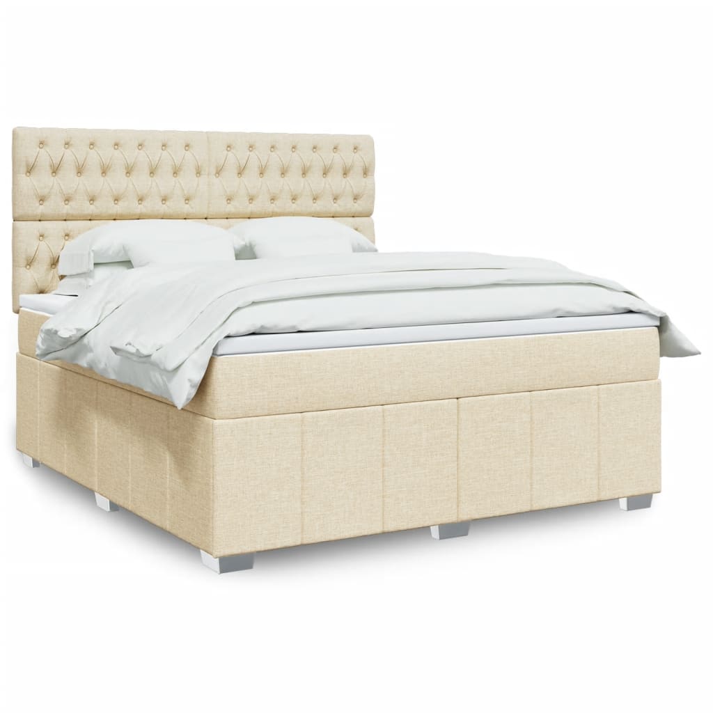 Box spring postelja z vzmetnico krem 180×200 cm blago