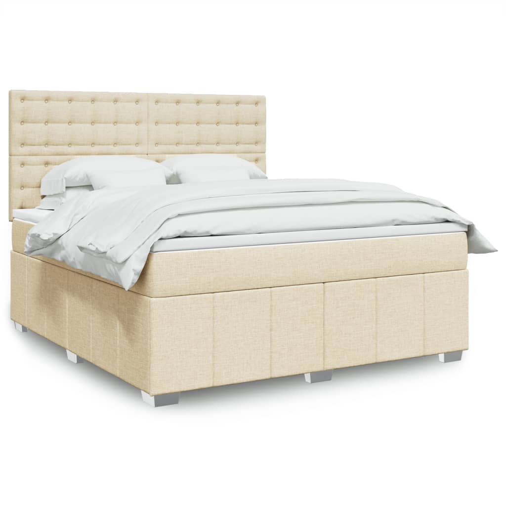 Box spring postelja z vzmetnico krem 180×200 cm blago