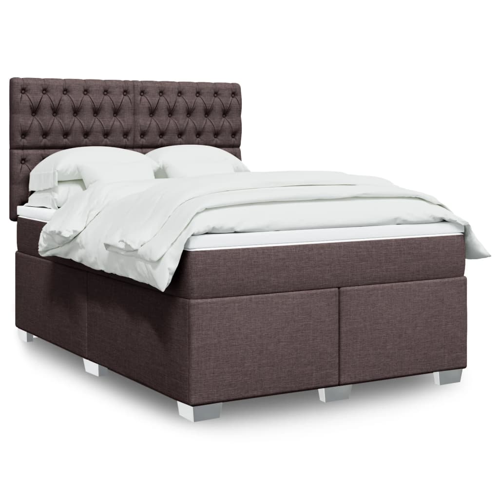 Box spring postelja z vzmetnico temno rjava 160×200 cm blago