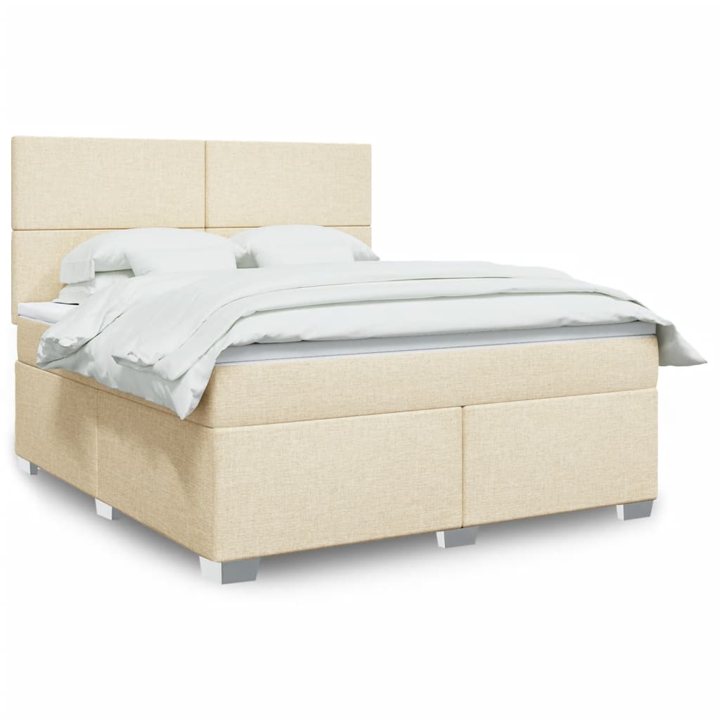 Box spring postelja z vzmetnico krem 180×200 cm blago