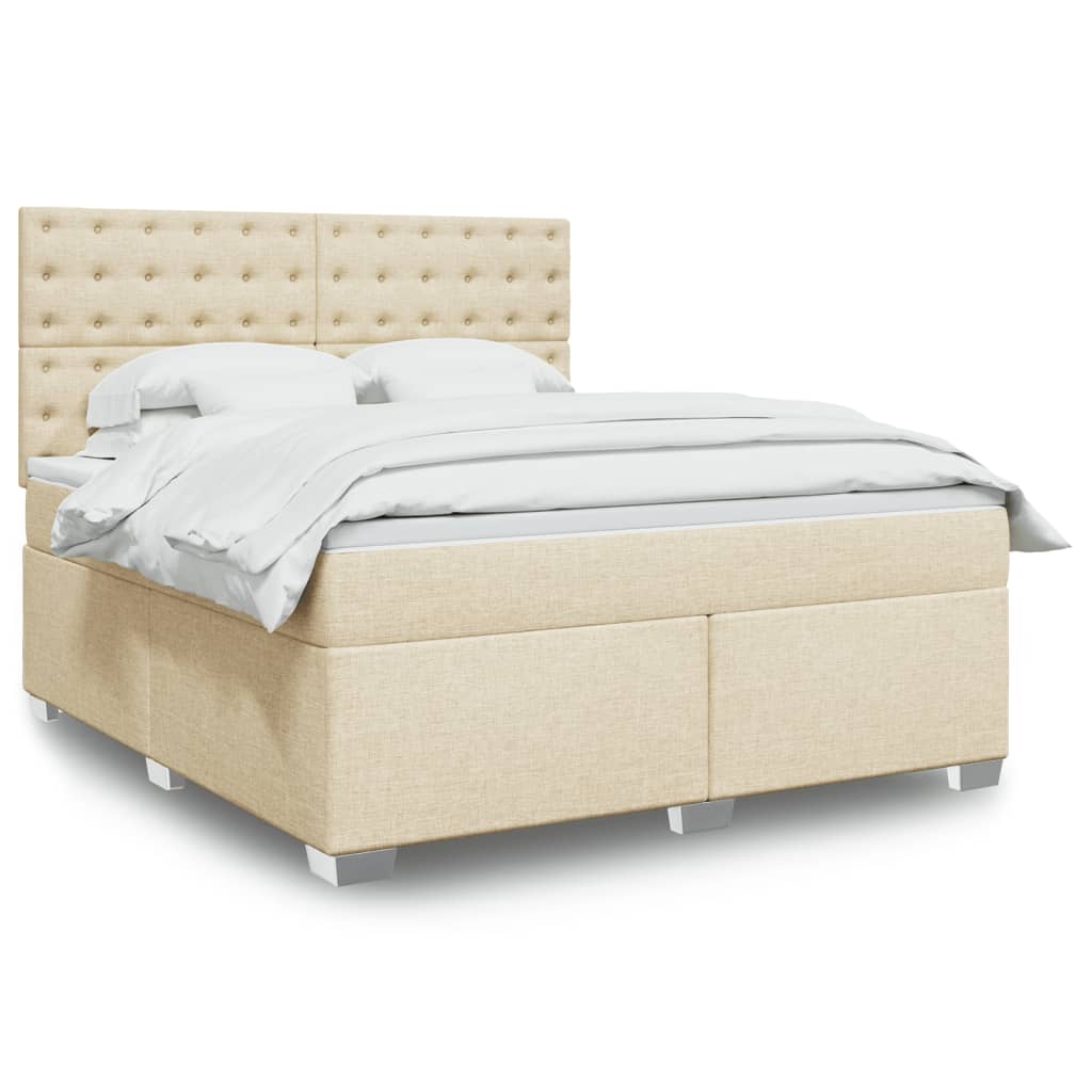 Box spring postelja z vzmetnico krem 180×200 cm blago