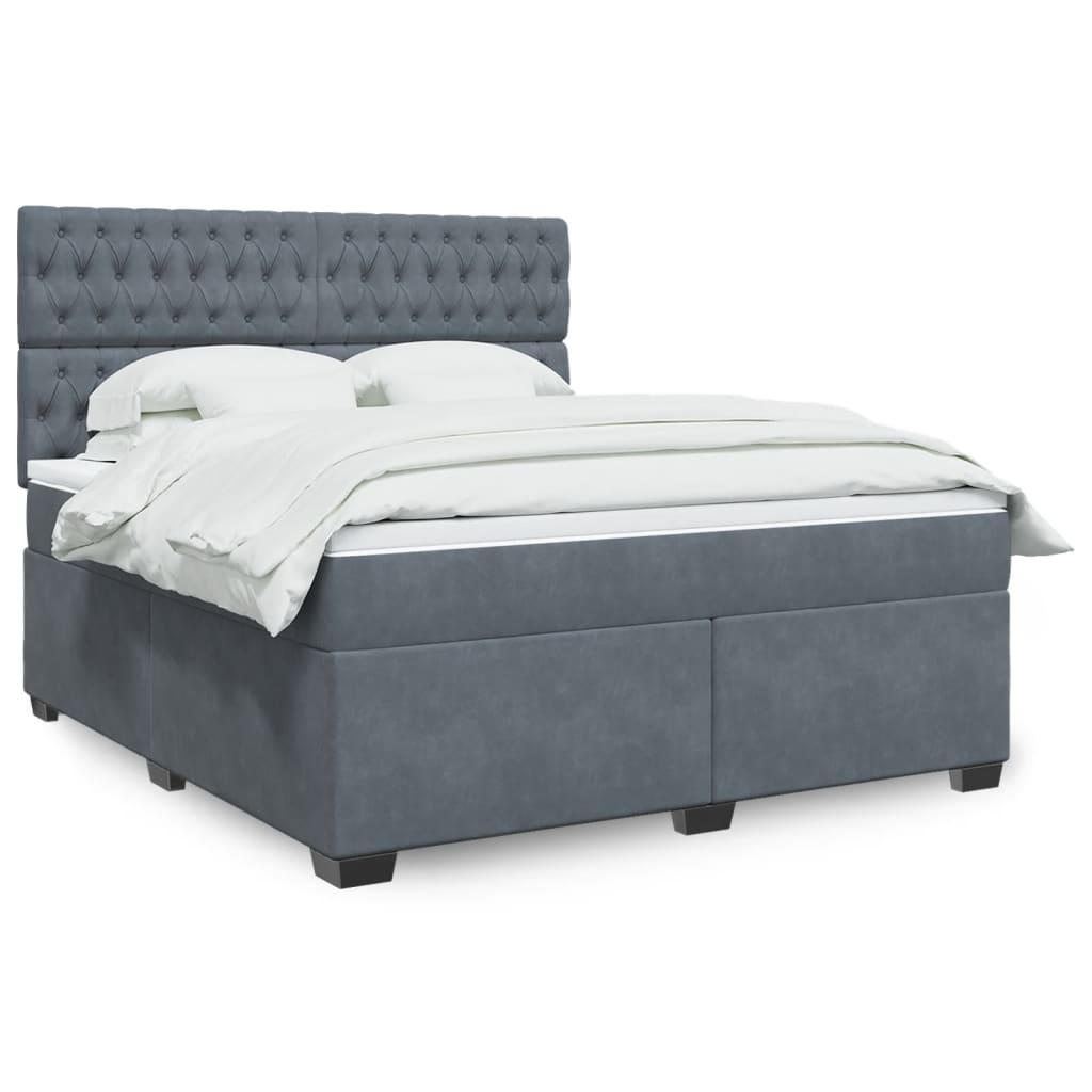 Box spring postelja z vzmetnico temno siva 180×200 cm žamet