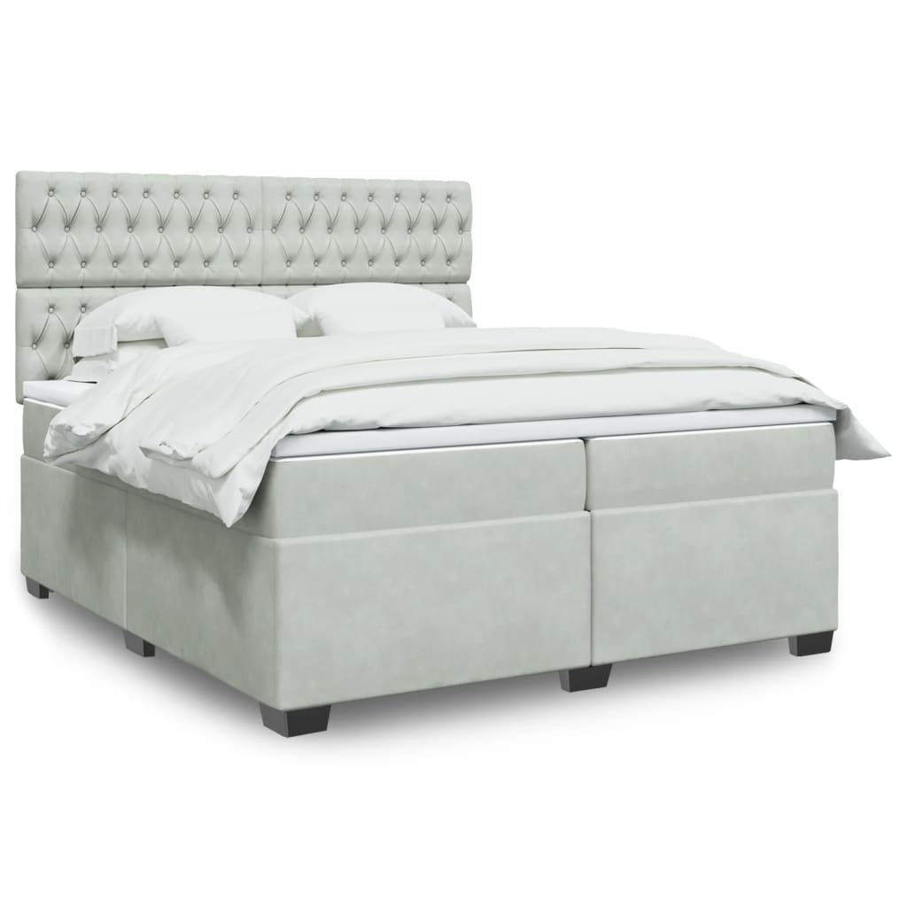 Box spring postelja z vzmetnico svetlo siva 200×200 cm žamet