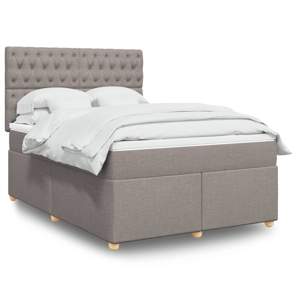 Box spring postelja z vzmetnico taupe 160×200 cm blago