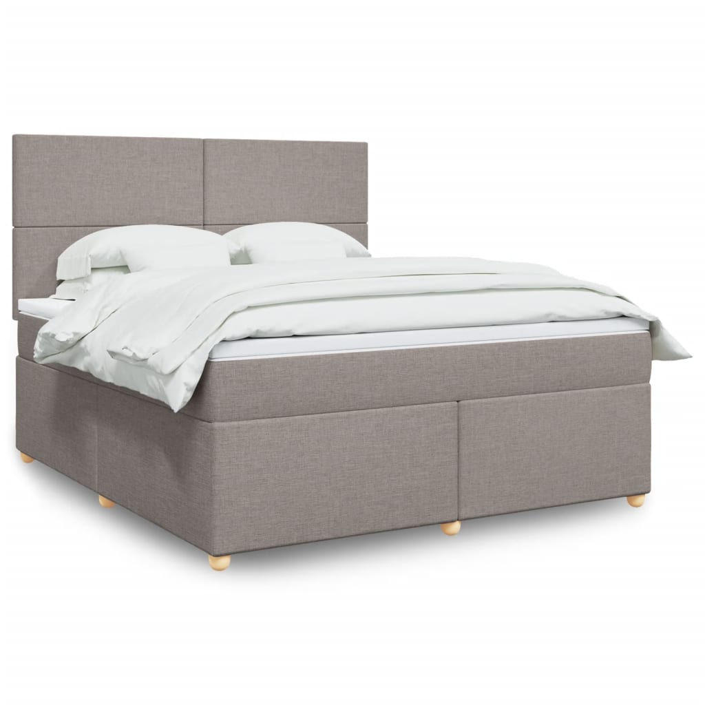 Box spring postelja z vzmetnico taupe 180×200 cm blago