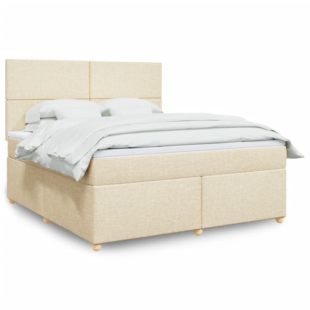 Box spring postelja z vzmetnico krem 180×200 cm blago