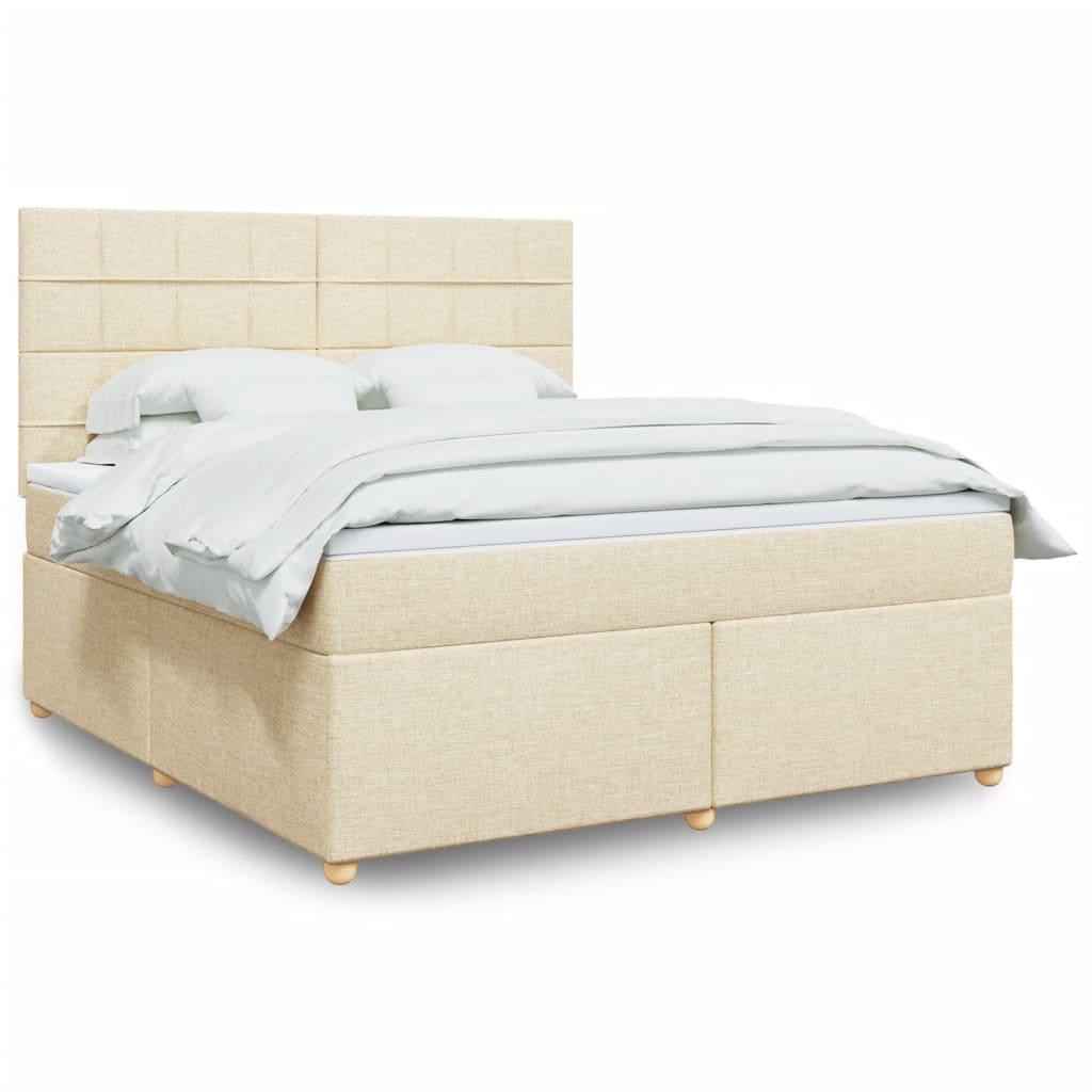 Box spring postelja z vzmetnico krem 180×200 cm blago