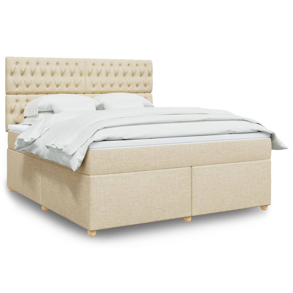 Box spring postelja z vzmetnico krem 180×200 cm blago