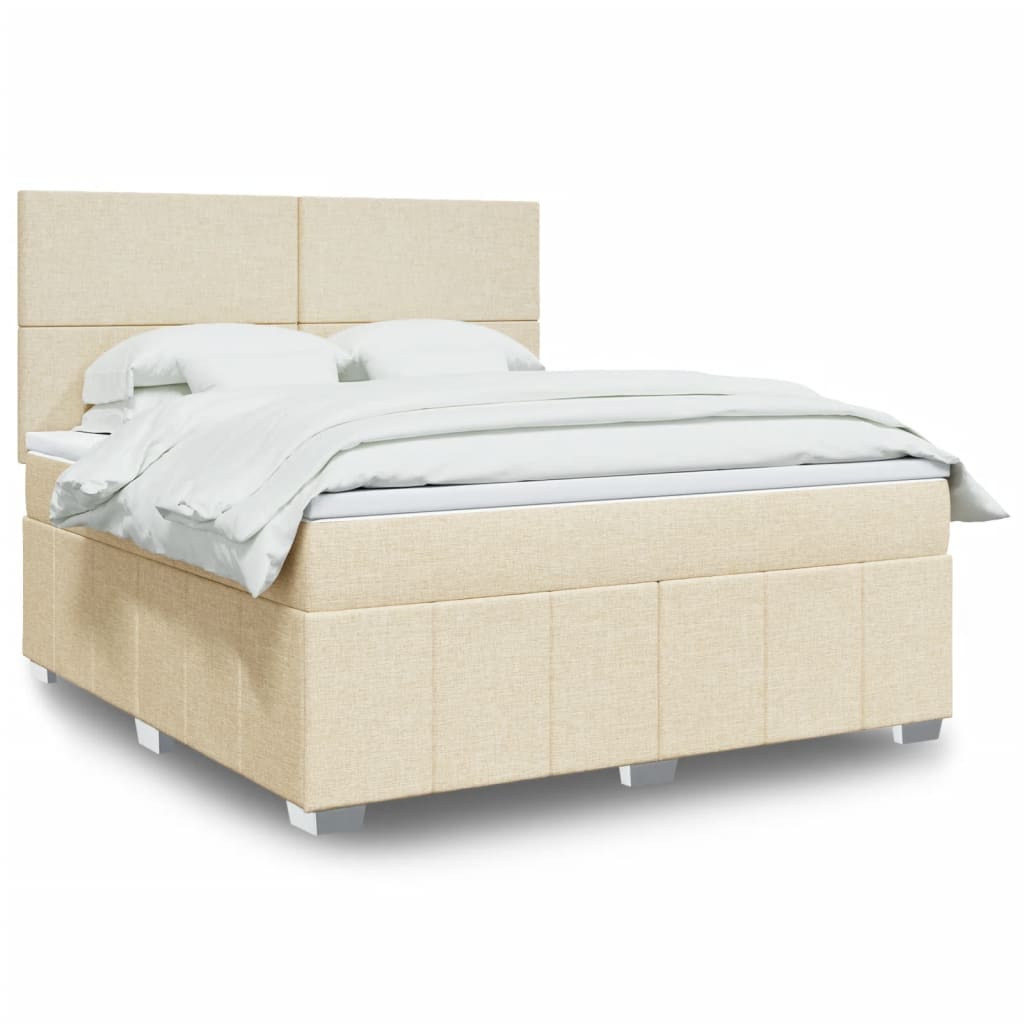 Box spring postelja z vzmetnico krem 180×200 cm blago